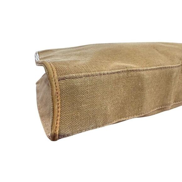 Fossil Vintage Wooden Handle Canvas Handbag Satchel Boho Purse Tan Brown Bag - Picture 11 of 14